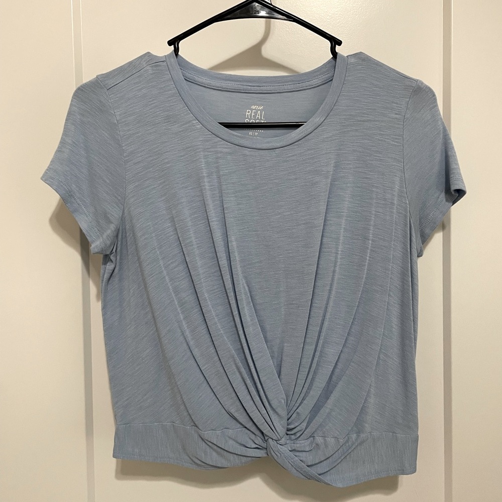 AE blue crop top